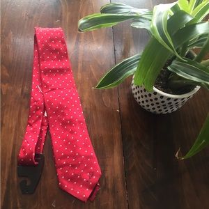 Moschino Red and White Pin Dot 100% Siede Silk Cotton Necktie Made in Italy 61"